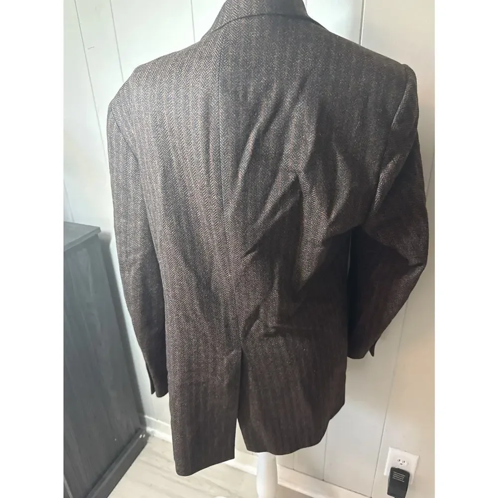 Samuelsohn Sport Coat Men 41 Brown/ Orange Blazer Wool Pinstripe V2